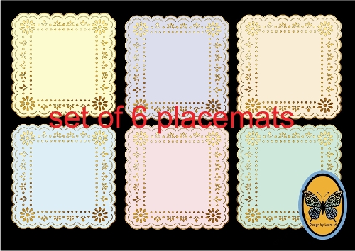  Background Doily Card – Scalloped Squares with Gold Floral Edges