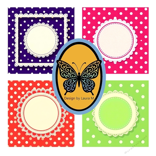 Playful Retro Polka Dot Frames – Blue, Red, Pink & Green Lace Circles