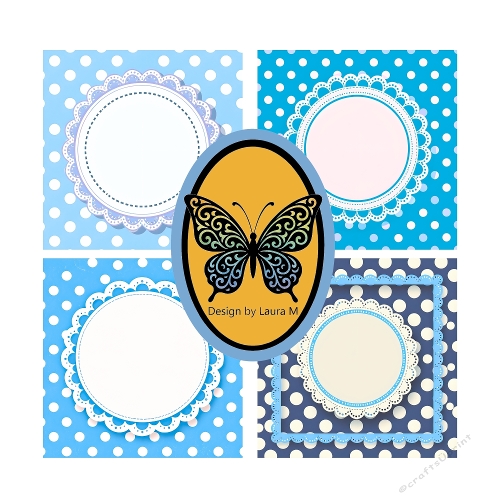 Scrapbooking Background Kit – Blue Polka Dot Cards with Lace 