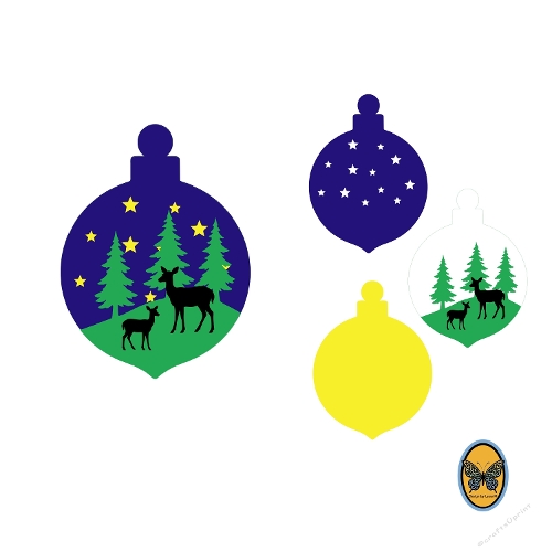 Cricut 3D Layered Kit – Christmas Bauble with Stars, Mountains, Trees & Deer