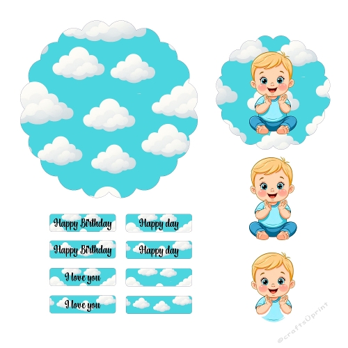 Kit 3D Card – Little Boy with Blue Sky & Clouds
