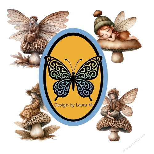 Kit Clipart – Whimsical Watercolor Fairies & Mushrooms in Brown Tones