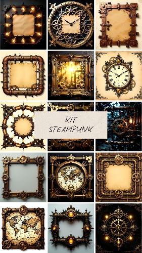 Kit 18 Steampunk Backgrounds – 500x500 px JPEG