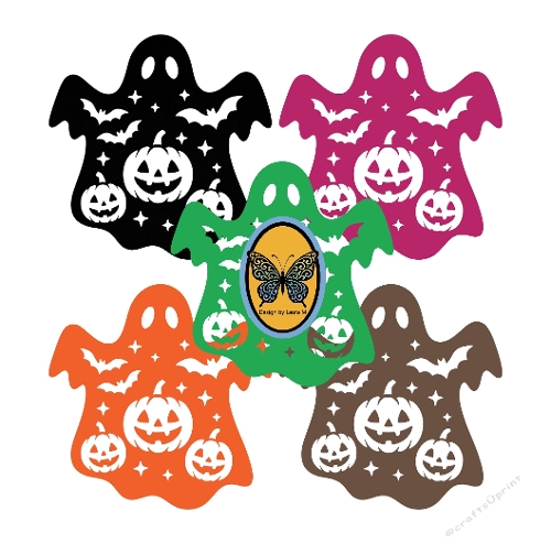 Ghost Cutting Files with Pumpkin & Bat Motifs (SVG, JPEG & Silhouette)