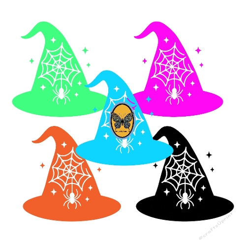  print and cut Lace Witch Hat Cutting Files with Spiderweb & Spider (SVG & Silhouette)