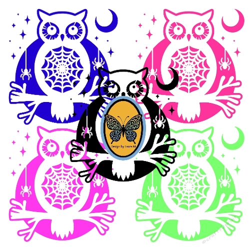 Lace Owl print and cut with Spiderweb Details (SVG & Silhouette)