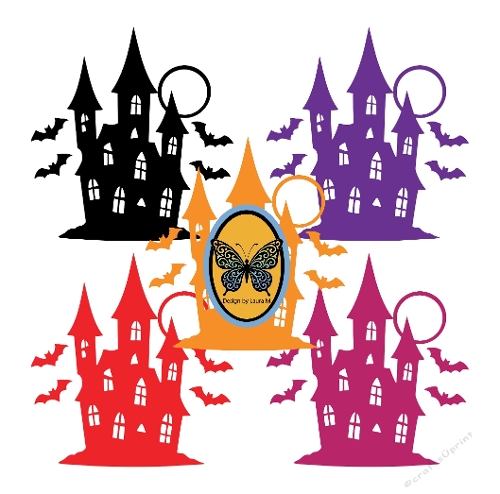  color Haunted House print and cut with Bats (SVG & Silhouette)