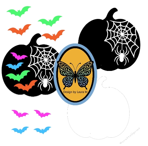 Halloween Pumpkin with Spiderweb and 3D Bats – Cutting File (SVG & Silhouette)