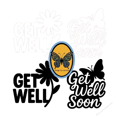 Get Well Soon SVG Bundle – Butterfly & Daisy Flower Cutting Files