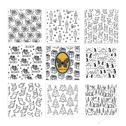Christmas Coloring Pages – Kit of 9 (JPEG, 2250x2250 px)