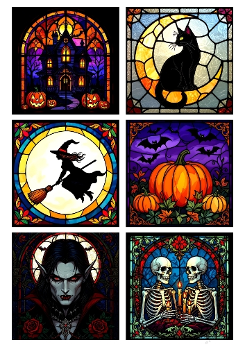 Collage 6 Glass Painting Halloween