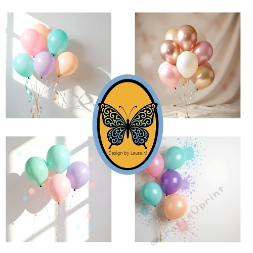 Kit 4 Pastel Balloons Photos – Soft and Elegant Backgrounds – 750x750px JPEG
