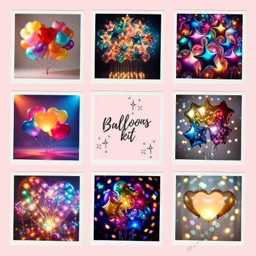 Balloons Kit – 25 Colorful Balloons Photos Pack (500x500 px, JPEG)