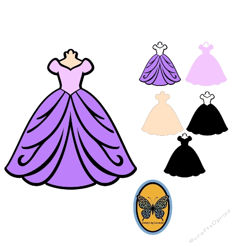 5-Layer SVG Cutting File – Princess Dress  
