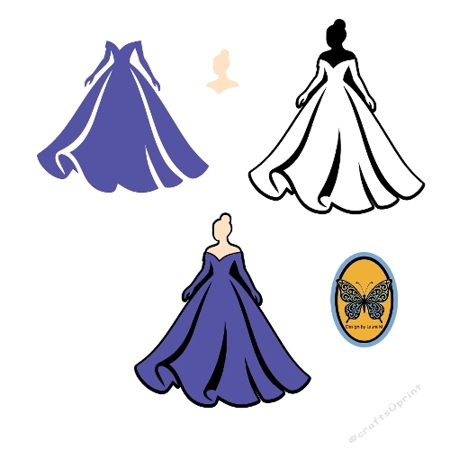3-Layer SVG Cutting File – Princess and Dress