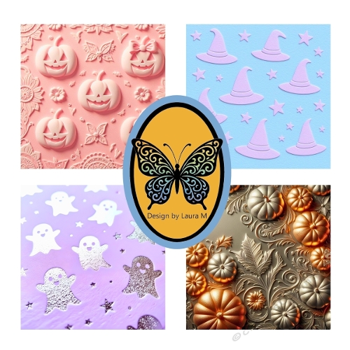 Decorative Halloween Sheet Set – Jack-o-Lanterns, Witches Hats, Ghosts & Metallic Pumpkins