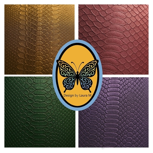 Embossed Cobra Skin Collage Paper – Red, Purple, Green & Gold (JPEG 1200x1200 px)