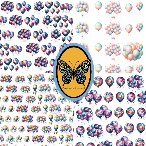 Set of 4 Colorful Balloon & Abstract Orb Seamless Backgrounds – 1000x1000