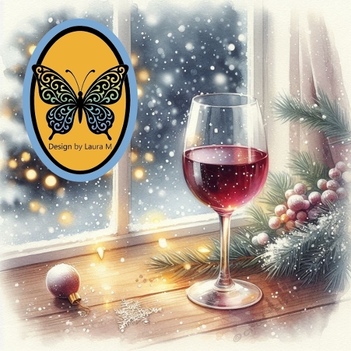 Cozy Winter Wine & Snowman Scene – Festive Digital Illustration – JPEG 2000x2000