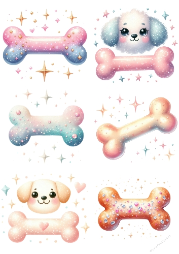 Whimsical Pastel Dog Treats with Sparkling Stars & Hearts