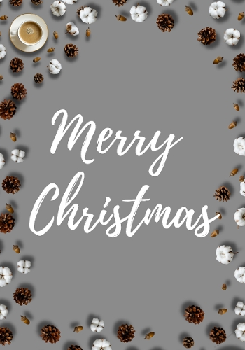Merry Christmas Cozy Holiday Greeting – Pinecones, Cotton Flowers & Coffee Printable Art (1200x1200 px)