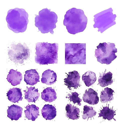 Purple Watercolor Splashes Grid – Abstract Blotches & Textures, Artistic Pattern Background