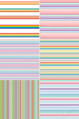 Minimalist Abstract Stripe Collage – 6 Modern Digital Designs with Pastel & Rainbow Colors