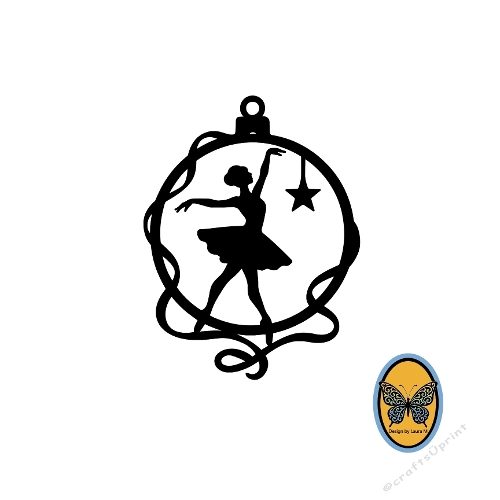 Cutting File Bauble Christmas Ballerina, Elegant Feminine Christmas Ornament SVG, DIY Holiday Decoration