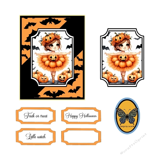 3D Card Watercolor Pumpkin Dress, Adorable Handmade Greeting Card SVG, DIY Paper Craft, Cricut & Silhouette