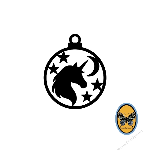 Simple Christmas Bauble Unicorn Cutting File SVG