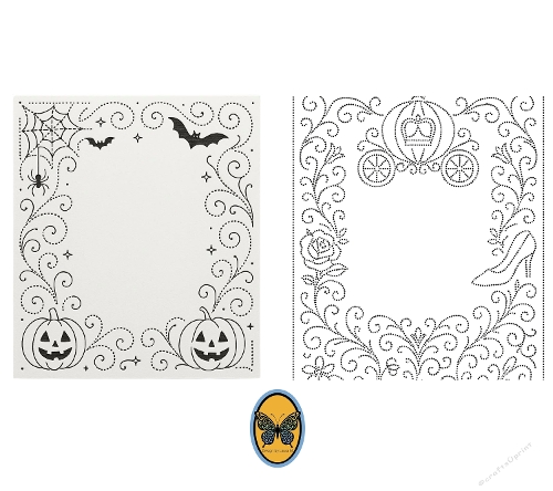 Kit 2 Ornare Halloween Elegance  Intricate Bats, Pumpkins and Floral Borders