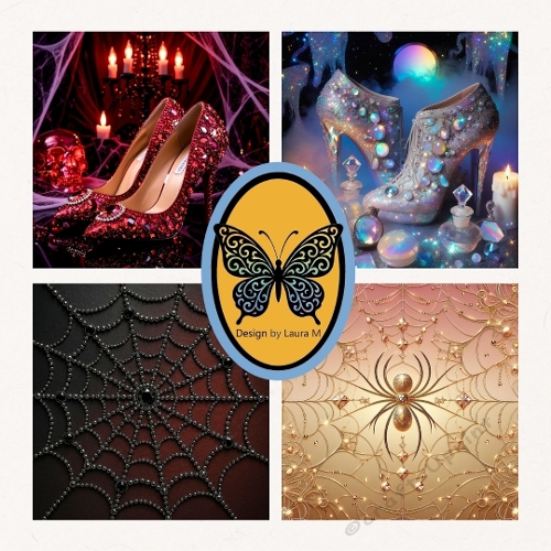 Sparkling Halloween Glamour Kit  Red Heels, Candles & Web Designs
