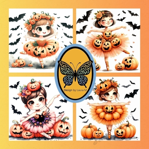 Cute Halloween Anime Girls Kit   Pumpkin Tutus & Whimsical Magic