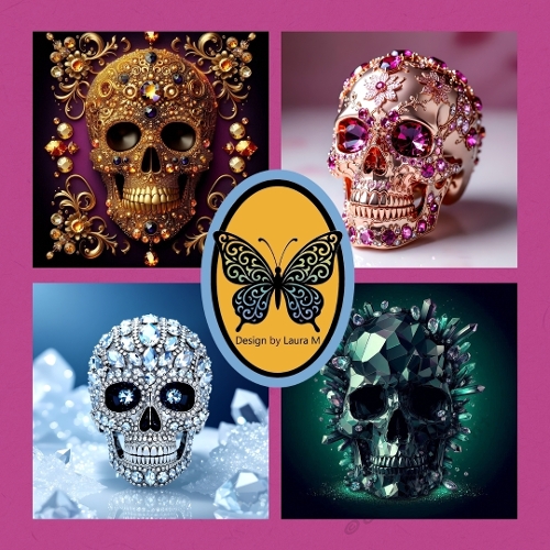 Gemstone Skull Art Kit   Luxurious Halloween Digital Creations