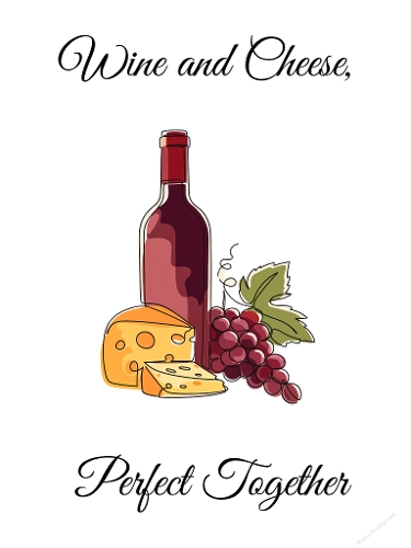 Wine and Cheese Digital Illustration