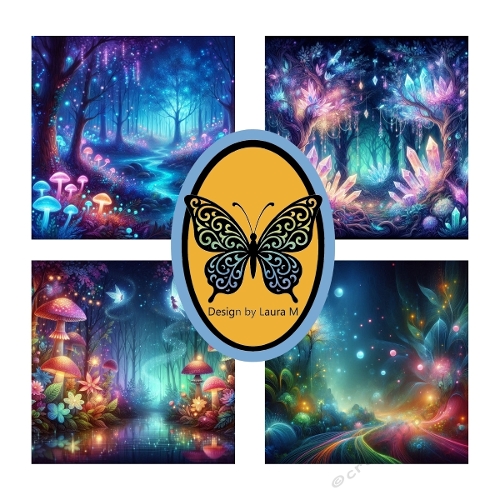 Magical Forest Fantasy Digital Collage – Glowing Mushrooms & Ethereal Creatures
