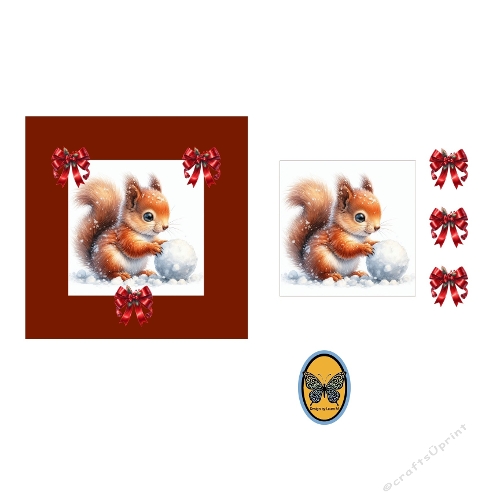 3D Christmas Squirrel Card with Fluffy Tail   Adorable Red Framed Winter Design