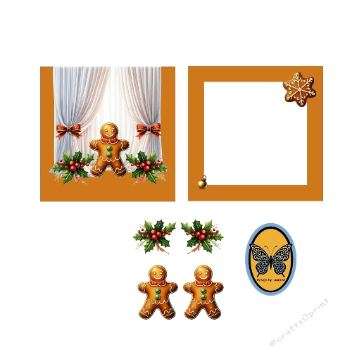 3D Gingerbread House Christmas Card  Candy, Holly & Snowflake Decorations