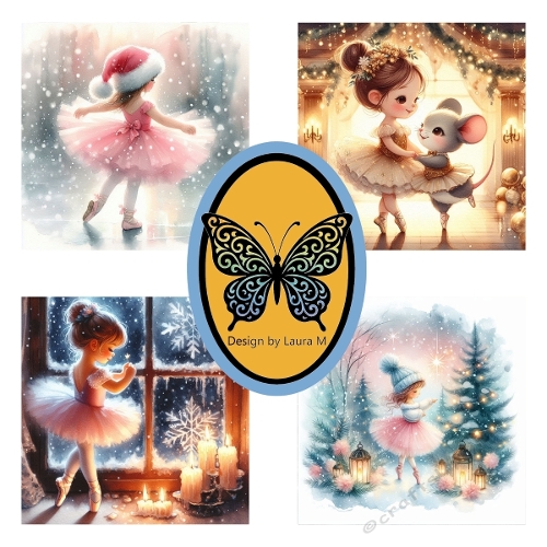 Ballet Dancer & Mouse Winter Watercolor Kit – 4 Whimsical Snowy Scenes for Cards, Prints & Crafts