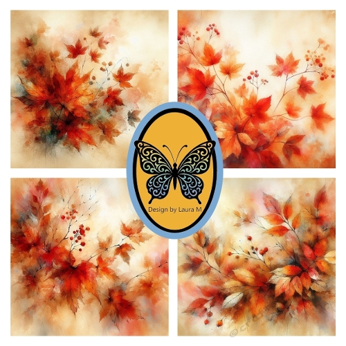 Autumn Leaves Watercolor Clipart Kit – 4 Beautiful Fall Foliage Designs 