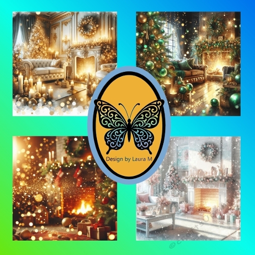 Cozy Christmas Living Room Photo Kit – 4 Festive Holiday Interiors with ...