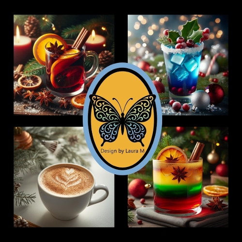 Festive Holiday Drinks Set – Tea, Cocktail, Smoothie & Latte