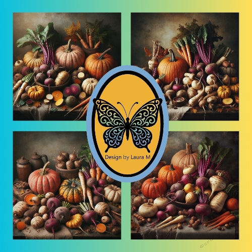 Autumn Vegetables Still-Life Kit – Pumpkins, Carrots, Beets & Onions on Rustic Table