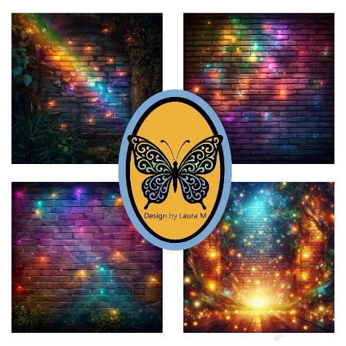 Magical Fairy Light Brick Wall Kit – 4 Colorful Illuminated Backgrounds (500x500px JPEG)