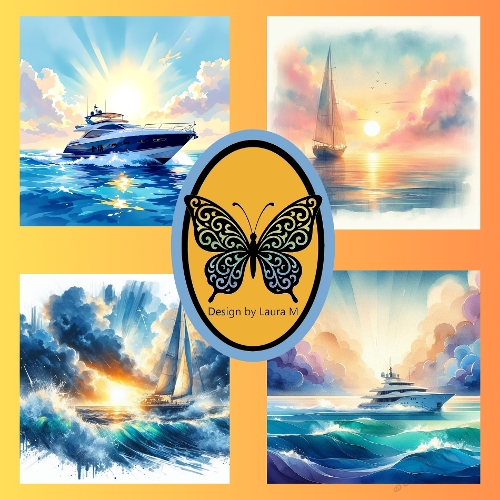 Sailboats on the Ocean Kit – Sunrise and Sunset Seascapes with Dramatic Skies