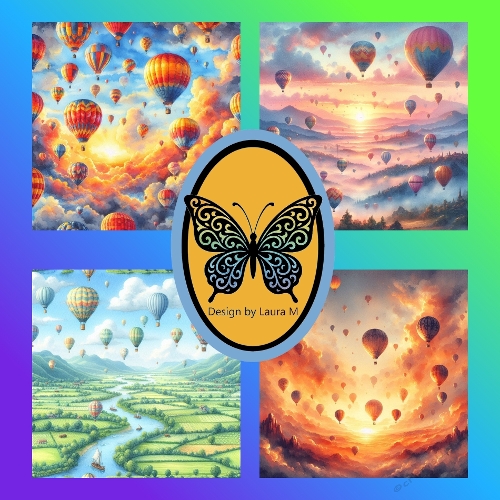 Hot Air Balloons and Scenic Landscapes Art Kit – Sunset, Valley, Misty Morning & Mountain Views
