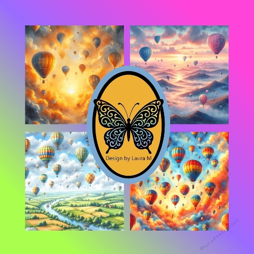 Hot Air Balloon Seamless Pattern Kit – Colorful Watercolor Travel Designs
