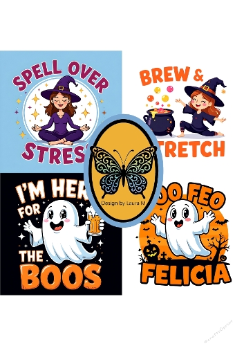 Funny Halloween Illustration Kit – Witch, Cauldron, Stretchy Witch & Ghost with Beer