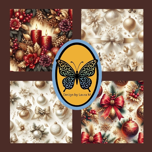 Ornate Christmas Pattern Kit – Pinecones, Holly, Baubles, Bows & Candles