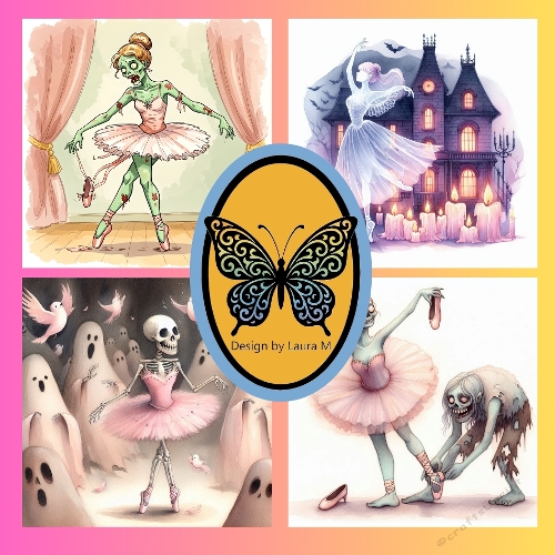 Whimsical Halloween Ballerinas – Watercolor Zombie, Ghost, Skeleton, and Green-Skinned Dancer Collection